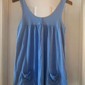 KIRRA Sky Blue Cotton Sleeveless Tunic with Front Functional Pockets - size M!
